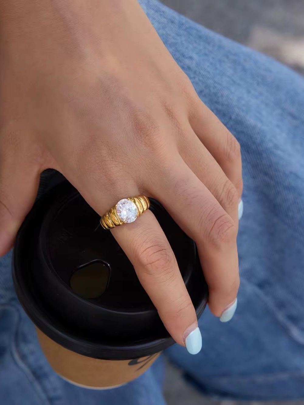SIZE 7 | 18K Gold Plated Chunky Cubic Zirconia Ring